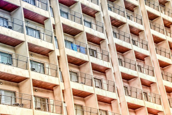 Apartment house with many individual apartments